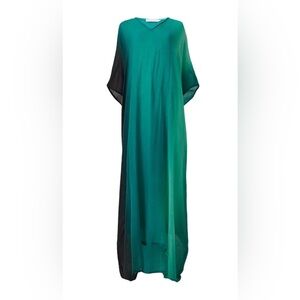 Leem Teal and Black Colorblock Maxi Dress